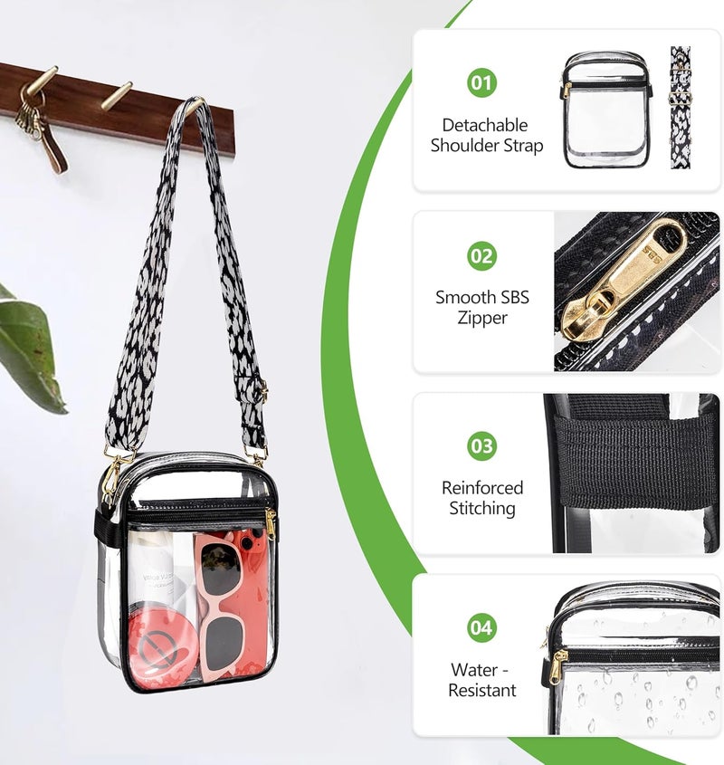 MAYTREE Clear Purse Stadium Approved with Adjustable Strap, 8.5”x6.8”x3” Clear Bag for Stadium Events, Concerts, Work - Image 4